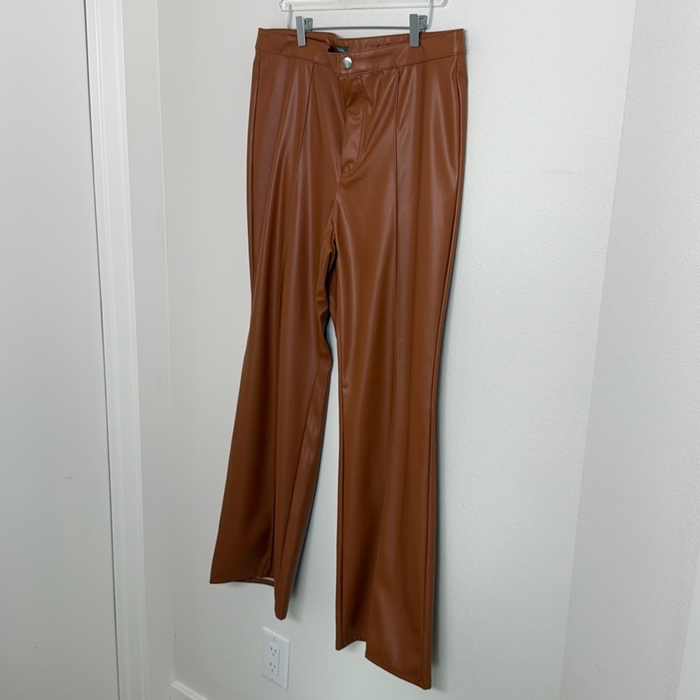 WILD FABLE Faux Leather Flare Leg Pants in Camel Color Sz 16